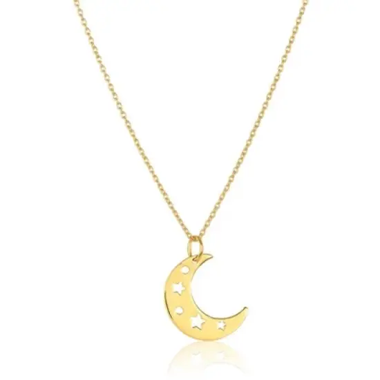 SHINE by Sterling Forever Sterling Silver Cutout Moon Charm Pendant image {2}