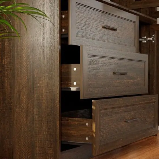 Famapy Modern Kitchen Hutch with Glass Doors,Multi-Drawer Kitchen Organizer,Kitchen Pantry with Storage,Easy Assembly,Perfect for Any Kitchen Layout image {3}