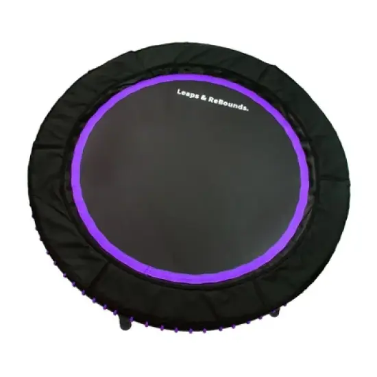 LEAPS & REBOUNDS 48" Adjustable Stability Bar Attachment with 48" Mini Fitness Trampoline and Home Gym Rebounder for Cardio Exercises, Purple image {2}