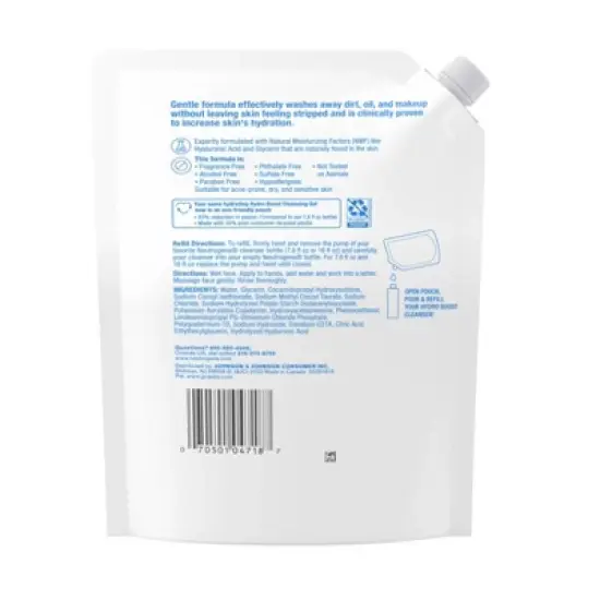 Neutrogena Hydro Boost Hydrating Gel Facial Cleanser with Hyaluronic Acid - Fragrance Free - 16 fl oz image {2}