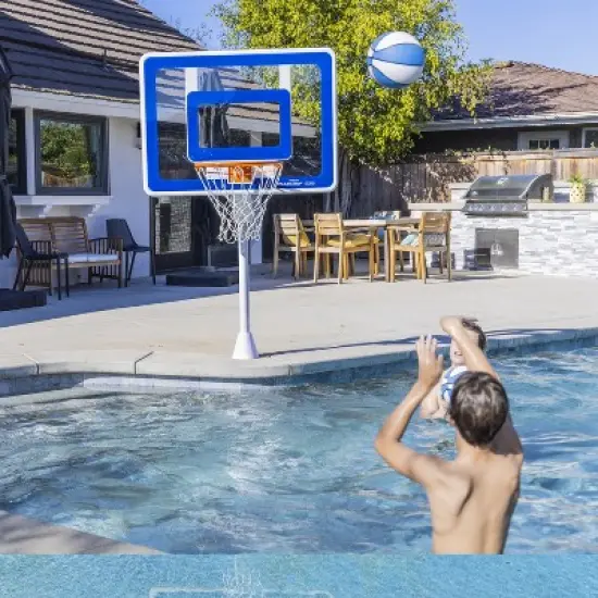 GoSports Deck-Mounted Splash Hoop ELITE Adjustable Height Inground Pool Basketball Game with Regulation Rim image {2}