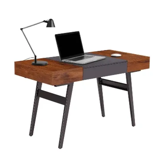 Expandable Modern Desk with Storage Mahogany - Techni Mobili image {2}