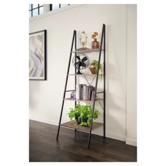70" Ladder Bookshelf Mixed Material Gray - ClosetMaid image {2}