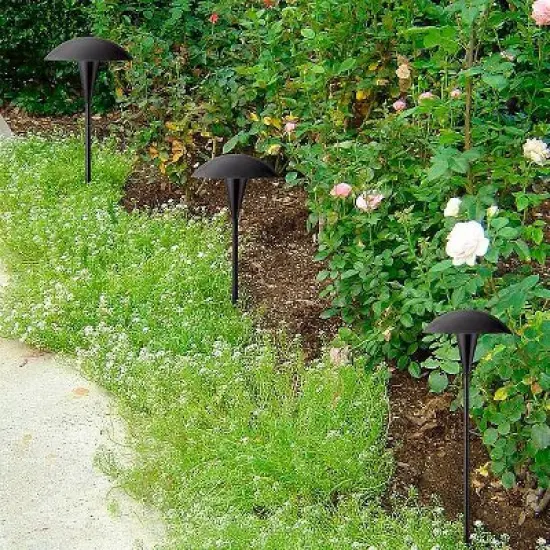 John Timberland Grant 18" High Black LED Mushroom Path Lights Set of 2 image {5}