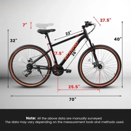 NAYSAYE Bicycle 27.5 Inch Mountain Bike for Adults with Disc Brakes for Commuting and Outdoor Exploration, Black and Red, 70"*27.5"*40" image {3}