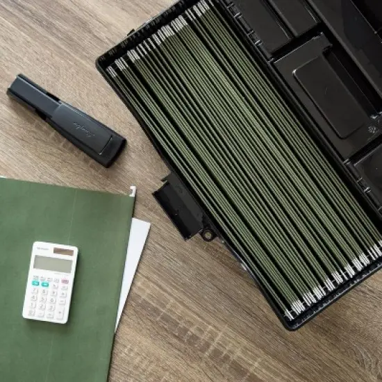 IRIS USA Portable File Box With Handle, Letter Files, Lockable, Black image {5}