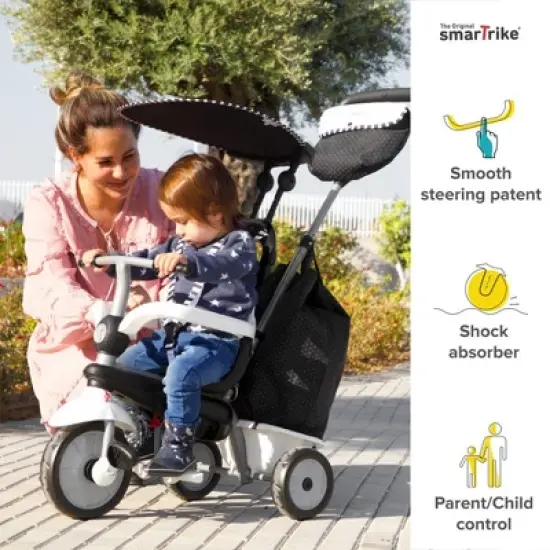 smarTrike Kids Adjustable 4 in 1 Vanilla Plus Baby and Toddler Tricycle Push Ride On Toy for ages 15 Months to 3 Years image {1}