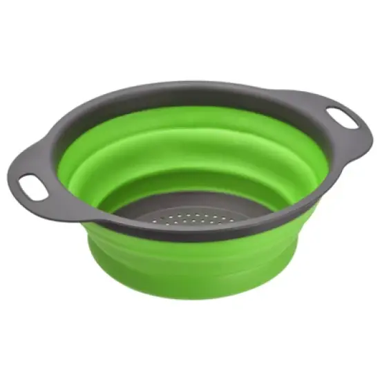 Unique Bargains Collapsible Colander Silicone Round Foldable Strainer with Handle image {6}