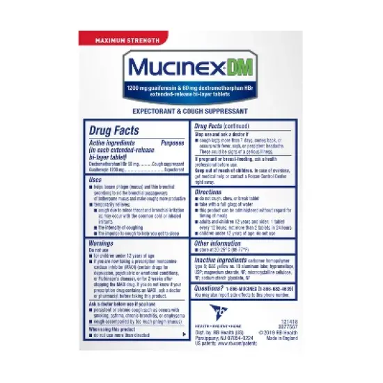 Mucinex DM Max Strength 12 Hour Cough Medicine - Tablets image {8}