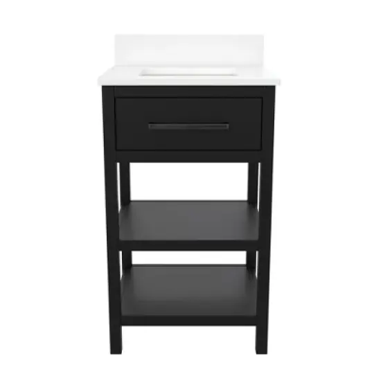 RealRooms Pisa 20 Inch Bathroom Vanity with Carrera Countertop & 2 Storage Shelves image {4}