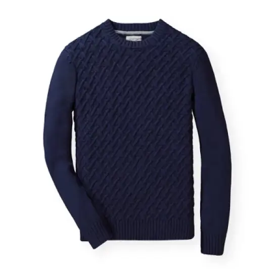 Hope & Henry Mens' Organic Cotton Herringbone Cable Sweater image {5}