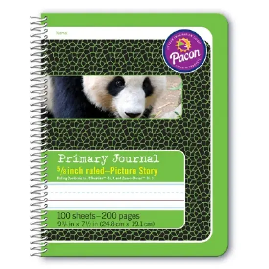Pacon Primary Composition Book, Spiral Bound, D'Nealian/Zaner-Bloser, 5/8" x 5/16" x 5/16" Picture Story Ruled, 9-3/4" x 7-1/2", 100 Sheets, Pack of 6 image {1}