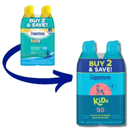 Coppertone Kids Sunscreen Spray - SPF 50 - 11oz - Twin Pack image {1}