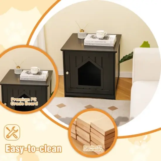 Tangkula Weatherproof Multi-function Pet Cat House Outdoor Indoor Sidetable Nightstand image {4}