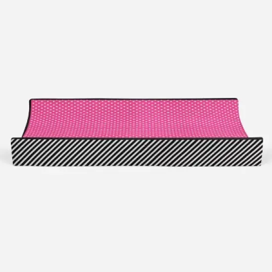 Bacati - Love Black/Fuschia Pin Dots Changing Pad Cover image {4}