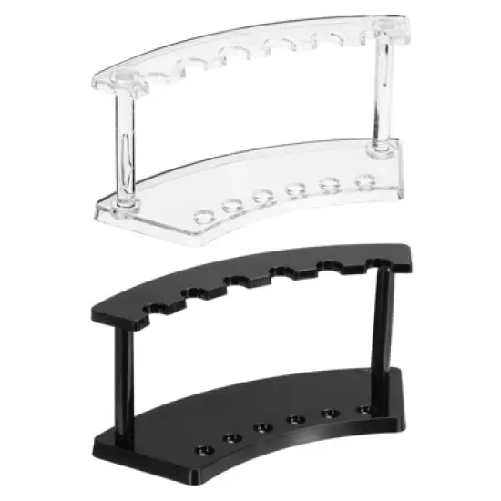 Unique Bargains 6-Slot Vertical and Horizontal Pen Holder Display Stand Clear/Black 2 Pcs image {4}