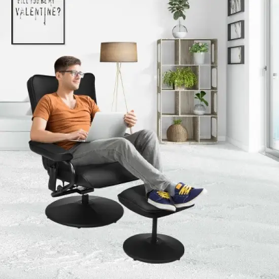 Massage Recliner Couch Chair Lounge Swivel w/Ottoman Side Pocket Remote Control image {2}