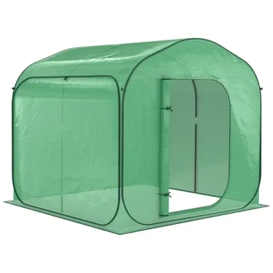 Outsunny 7' x 7' x 6' Portable Walk-in Greenhouse, Pop-up Setup, Outdoor Garden Canopy Hot House, Zipper Door image {8}