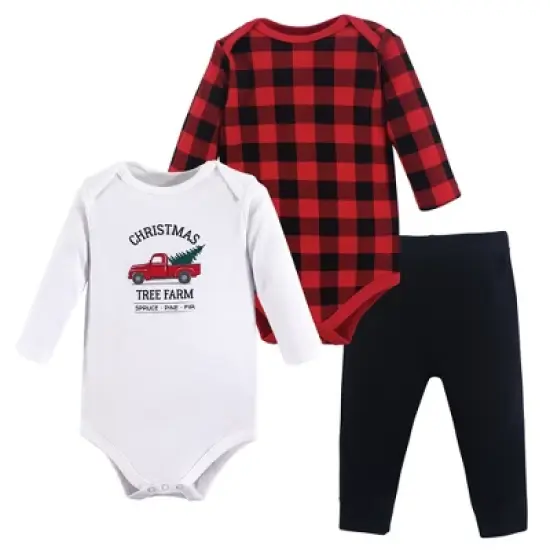 Hudson Baby Infant Unisex Cotton Bodysuit and Pant Set, Christmas Tree image {1}