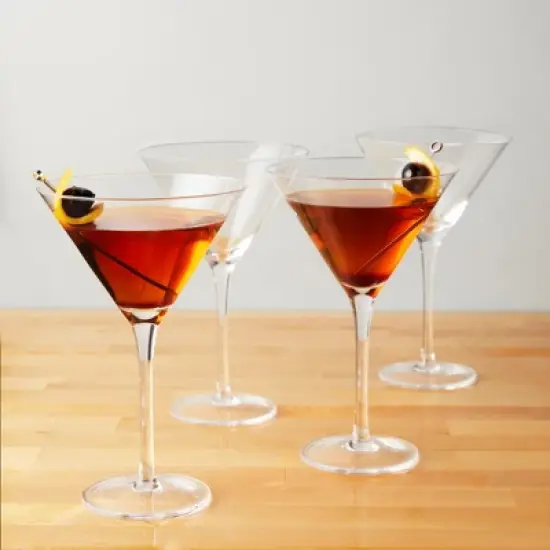 True Manhattan Martini Glass, Crystal Cocktail Coupes, Clear Glass, Cocktail glass set, Dishwasher Safe, Holds 12 oz., Set of 4 image {3}