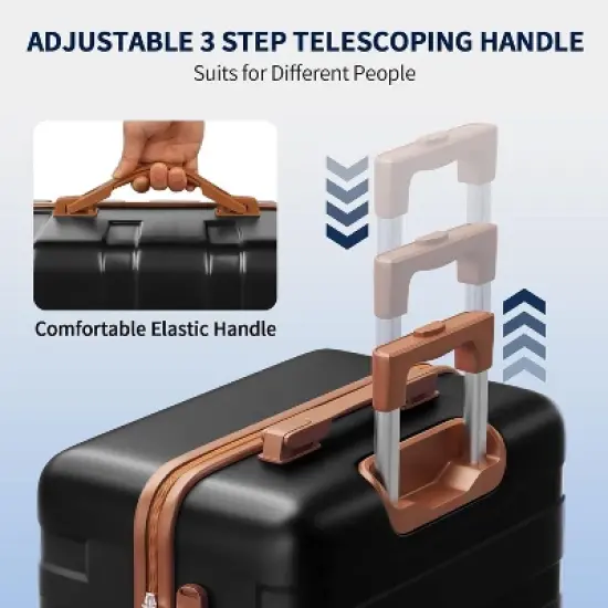 SUGIFT 3pc Hardside Checked Spinner Luggage Set with TSA Lock 360&deg; Spinner Wheels and Durable Shell image {1}