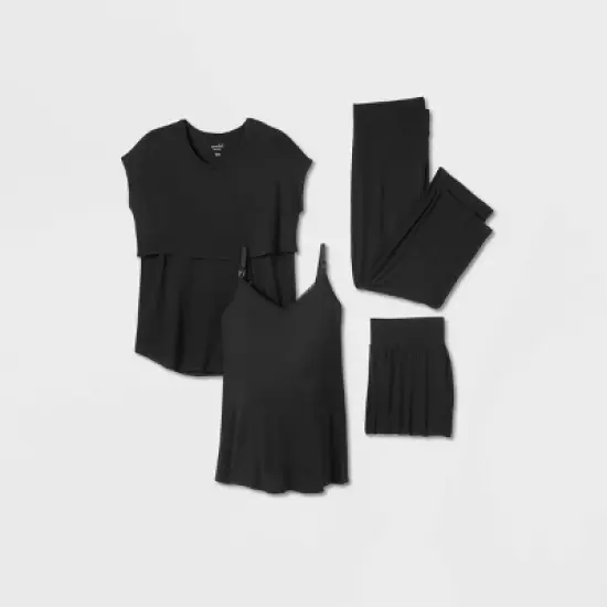 4pk Nursing Bundle Maternity Pajama Set - Isabel Maternity by Ingrid & Isabel&trade; Black image {6}