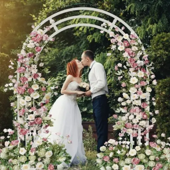 Artloge 8.5Ft Heavy Duty Metal Wedding Arch Trellis Backdrop Balloon Archway Decor Stand with Sturdy Base for Party Ceremony Climbing Plant Garden image {7}