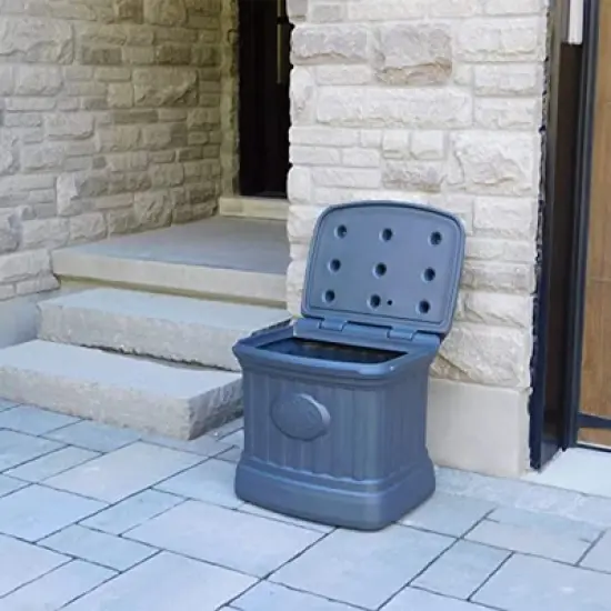 FCMP Outdoor SB120-GRY-S Large 26 Gallon Outdoor Utility Storage Bin Container, Gray image {4}