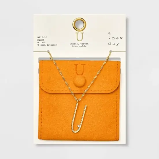 Gold Dipped Scattered Cubic Zirconia Initial Pendant Necklace - A New Day&trade; Gold image {24}