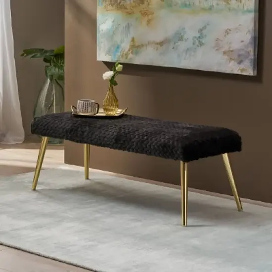 Capernaum Faux Fur Bench - Christopher Knight Home image {1}