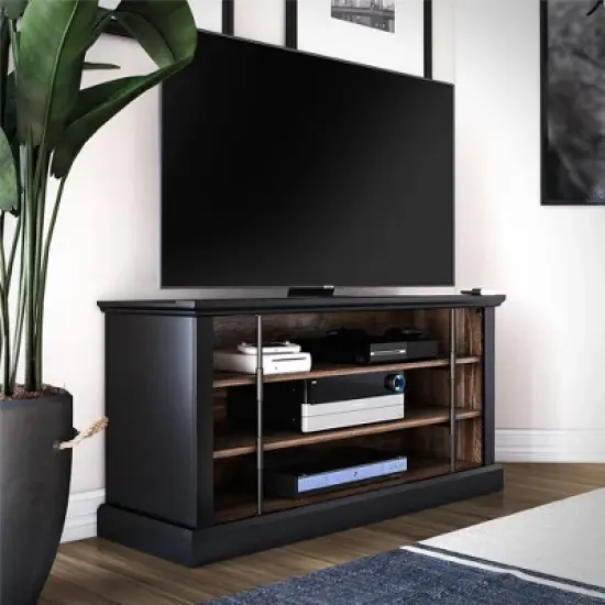 Hoffman Rustic TV Stand For TVs Up To 50" Black and Walnut - Room & Joy image {2}