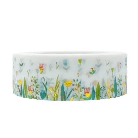 Wrapables Gold and Silver Foil Washi Masking Tape, Petite Floral, 15mm x 10M image {4}