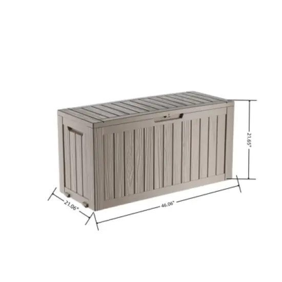 DSVIMOY Deck Boxes, 2-Piece 75 Gal Outdoor Storage Deck Box, Small Patio Storage Bin for Garden Tools, Brown, 46.06"*21.06"*21.65" image {2}