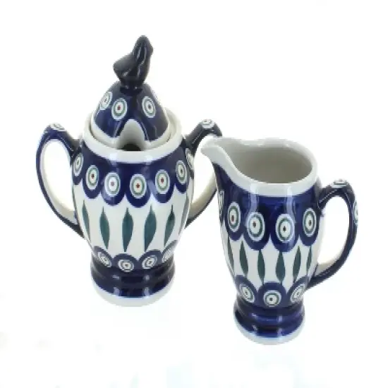 Blue Rose Polish Pottery 1235-1235 Zaklady Cream & Sugar image {1}