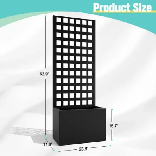 TOAOTBNBO Outdoor Planter Box with Square-Hole Trellis, Metal Raised Garden Bed for Climbing Plants, Galvanized Garden Box with Drainage Holes image {1}