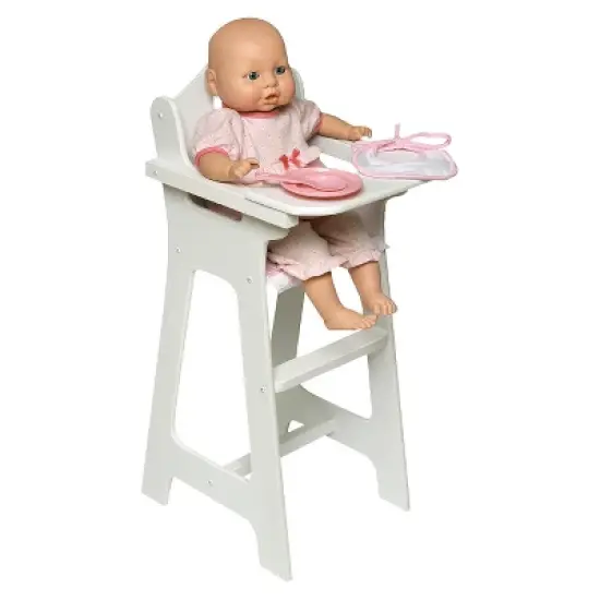 Badger Basket Doll High Chair with Accessories and Free Personalization Kit - White/Pink/Gingham image {10}