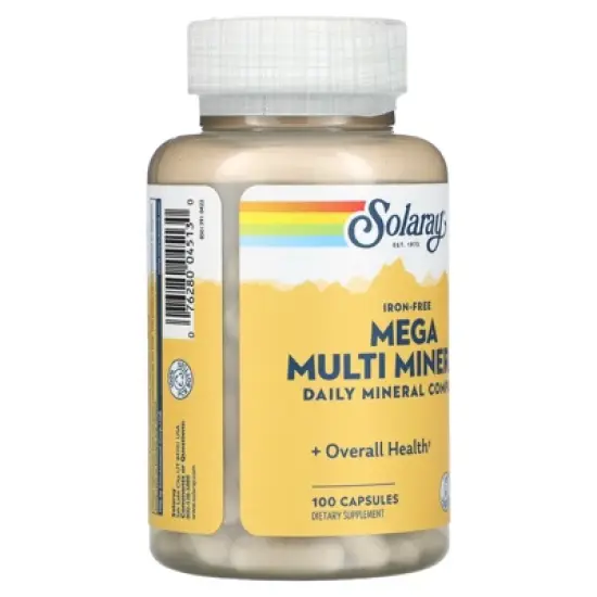 Solaray Mega Multi Mineral, Iron Free, 100 Capsules image {3}