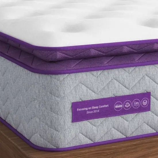Sersper 14 Inch Pillow Top Hybrid Mattress - 5-Zone Pocket Innersprings, Motion Isolation, Heavier Coils image {11}