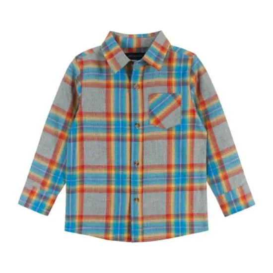 Andy & Evan  Toddler Heather Grey Plaid Ultra Soft Buttondown image {5}