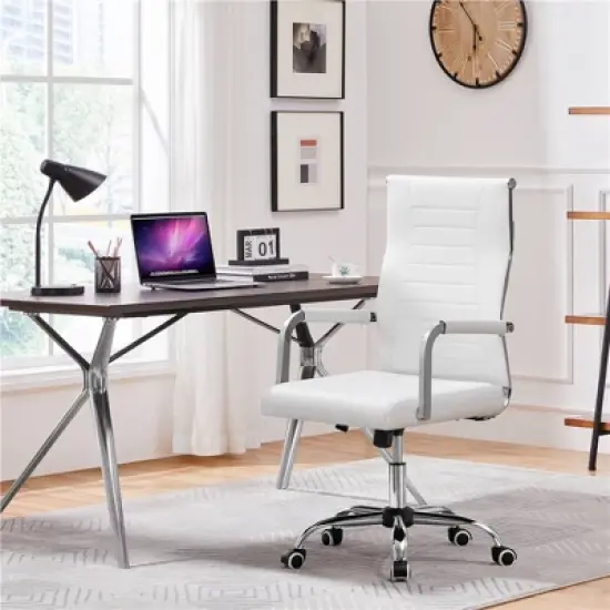 Yaheetech Modern Faux Leather Office Desk Chair image {1}