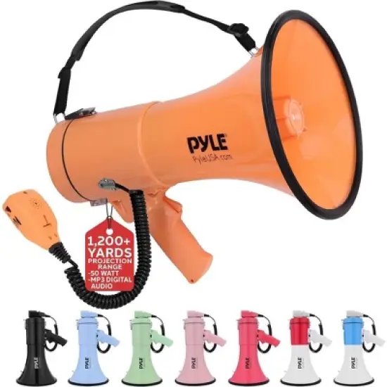 Pyle Portable Bullhorn Megaphone with Built-In Siren and MP3 Input - PMPRA514BK, 50-Watt image {10}