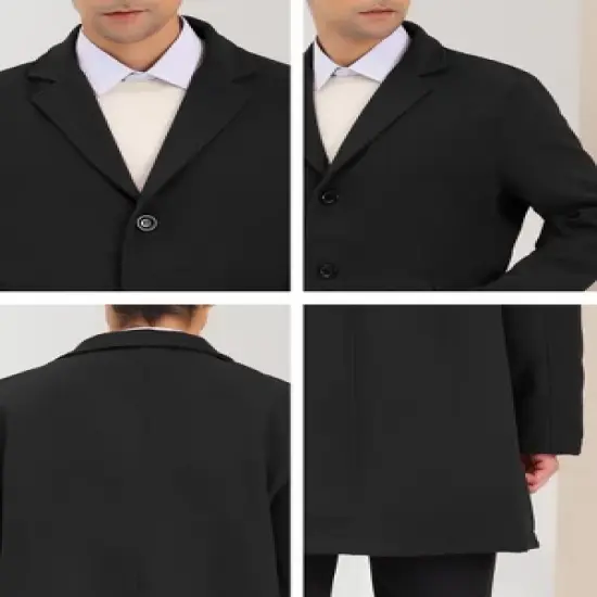 Lars Amadeus Men's Lapel Collar Single Breasted Warm Long Overcoat image {5}