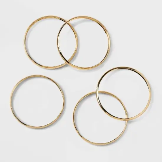 Domed Bangle Bracelet Set 5pc - A New Day&trade; Gold image {2}