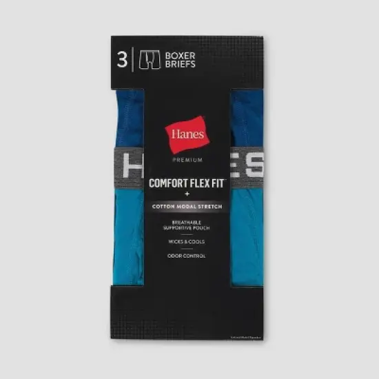 Hanes Premium Men's Comfort Flex Fit Boxer Briefs 3pk - Blue image {1}