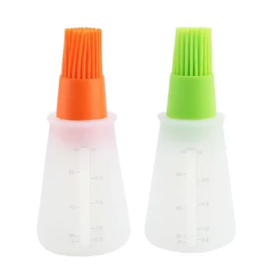 Unique Bargains Household Flexible Heat Resistant Non-stick Oil Bottle Brush Orange Green 2 Pcs image {5}
