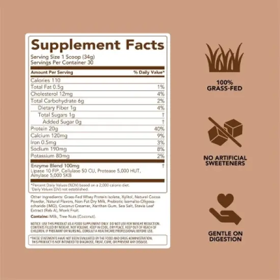 Clean Simple Eats Protein Powder - Chocolate Brownie Batter - 36oz/30 Servings image {4}