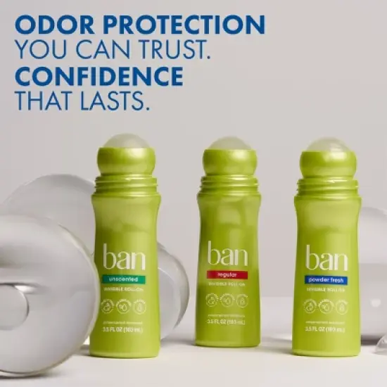 Ban Invisible Roll-On Antiperspirant Deodorant Powder Fresh with Odor-Fighting Ingredients - 3.5 fl oz image {8}