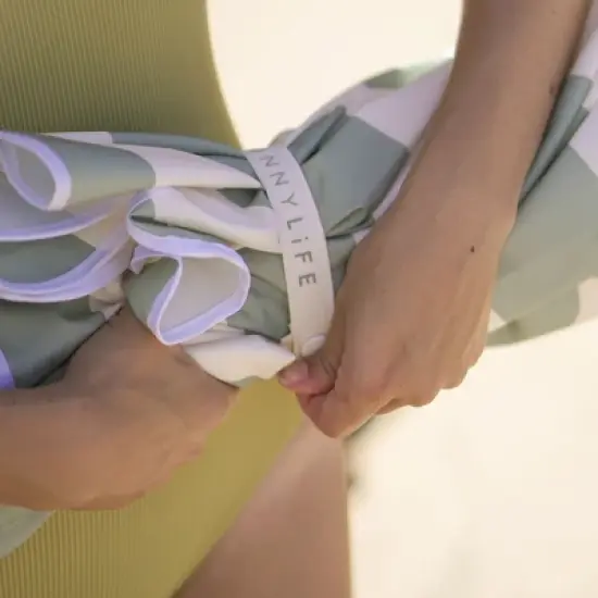 Sunnylife Compact Beach Umbrella La Palma Sage Stripe - UPF50 Shade, 66"x66"x78" image {6}