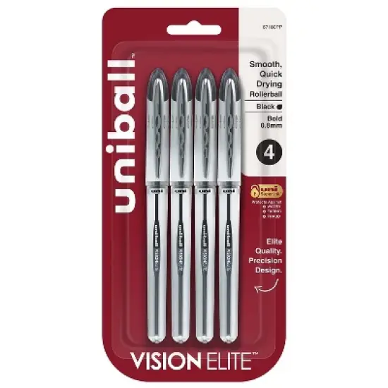 uni-ball Vision Elite Rollerball Pens Bold Point Black Ink 470087 image {9}