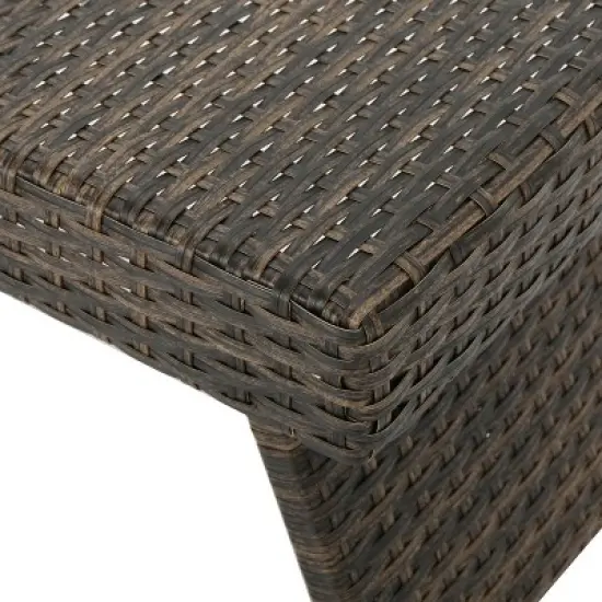 GDFStudio Thelma Outdoor Wicker and Aluminum Folding Side Table image {6}